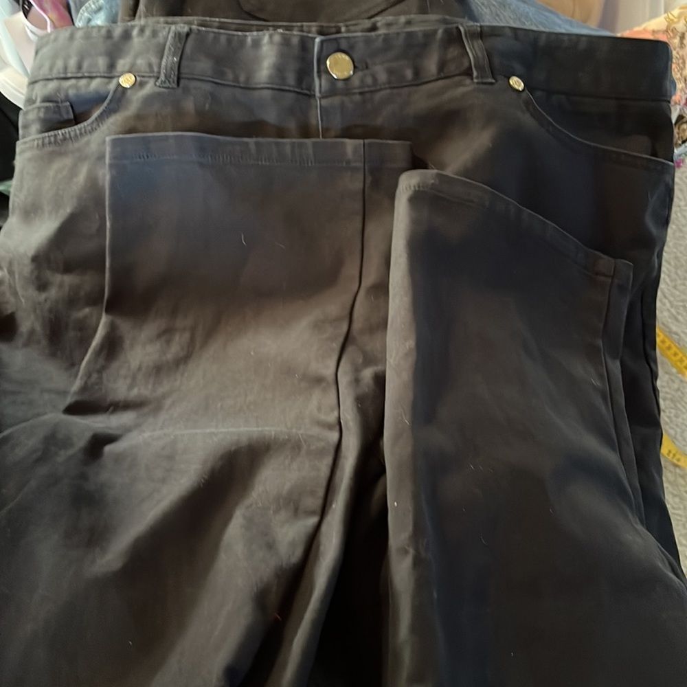 Anne Klein Solid Black cotton pants Sz 16